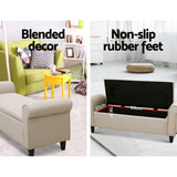 darrahopens Furniture > Living Room Artiss Storage Ottoman Blanket Box Linen Fabric Arm Foot Stool Couch Chest Large