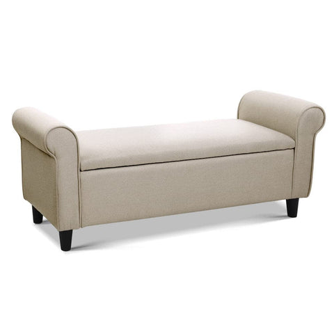 darrahopens Furniture > Living Room Artiss Storage Ottoman Blanket Box Linen Fabric Arm Foot Stool Couch Chest Large
