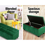 darrahopens Furniture > Living Room Artiss Storage Ottoman Blanket Box Velvet Footstool Rest Chest Couch Toy Green