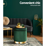 darrahopens Furniture > Living Room Artiss Storage Ottoman Foot Stool Round Velvet Foot Rest Pouffe Footstool Green