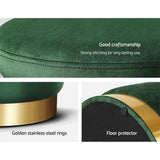 darrahopens Furniture > Living Room Artiss Storage Ottoman Foot Stool Round Velvet Foot Rest Pouffe Footstool Green