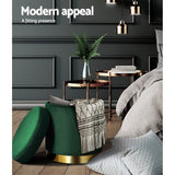 darrahopens Furniture > Living Room Artiss Storage Ottoman Foot Stool Round Velvet Foot Rest Pouffe Footstool Green