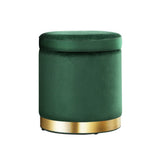darrahopens Furniture > Living Room Artiss Storage Ottoman Foot Stool Round Velvet Foot Rest Pouffe Footstool Green