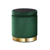 darrahopens Furniture > Living Room Artiss Storage Ottoman Foot Stool Round Velvet Foot Rest Pouffe Footstool Green