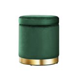darrahopens Furniture > Living Room Artiss Storage Ottoman Foot Stool Round Velvet Foot Rest Pouffe Footstool Green