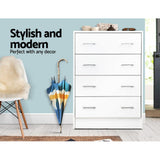 darrahopens Furniture > Living Room Artiss Tallboy 4 Drawers Storage Cabinet - White