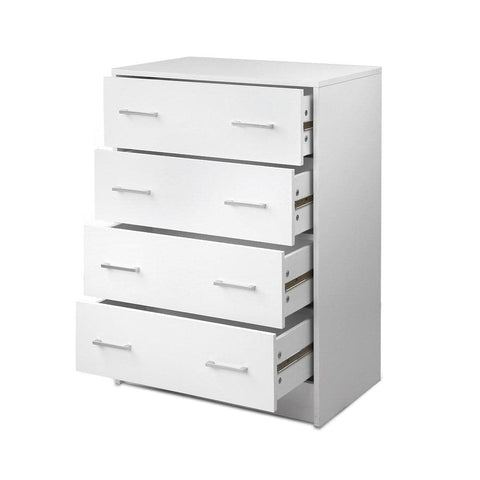 darrahopens Furniture > Living Room Artiss Tallboy 4 Drawers Storage Cabinet - White