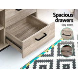 darrahopens Furniture > Living Room Artiss TV Cabinet Entertainment Unit Stand Industrial Wooden Metal Frame 132cm Oak