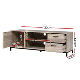 darrahopens Furniture > Living Room Artiss TV Cabinet Entertainment Unit Stand Industrial Wooden Metal Frame 132cm Oak