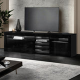 darrahopens Furniture > Living Room Artiss TV Cabinet Entertainment Unit Stand RGB LED Gloss 3 Doors 180cm Black
