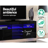 darrahopens Furniture > Living Room Artiss TV Cabinet Entertainment Unit Stand RGB LED Gloss 3 Doors 180cm Black