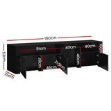 darrahopens Furniture > Living Room Artiss TV Cabinet Entertainment Unit Stand RGB LED Gloss 3 Doors 180cm Black