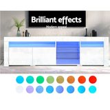 darrahopens Furniture > Living Room Artiss TV Cabinet Entertainment Unit Stand RGB LED Gloss 3 Doors 180cm White