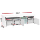 darrahopens Furniture > Living Room Artiss TV Cabinet Entertainment Unit Stand RGB LED Gloss 3 Doors 180cm White