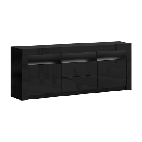 darrahopens Furniture > Living Room Artiss TV Cabinet Entertainment Unit Stand RGB LED Gloss Drawers 160cm Black