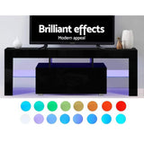 darrahopens Furniture > Living Room Artiss TV Cabinet Entertainment Unit Stand RGB LED Gloss Furniture 130cm Black