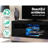 darrahopens Furniture > Living Room Artiss TV Cabinet Entertainment Unit Stand RGB LED Gloss Furniture 160cm Black