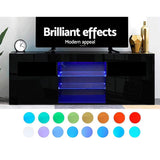 darrahopens Furniture > Living Room Artiss TV Cabinet Entertainment Unit Stand RGB LED Gloss Furniture 160cm Black
