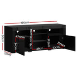 darrahopens Furniture > Living Room Artiss TV Cabinet Entertainment Unit Stand RGB LED Gloss Furniture 160cm Black
