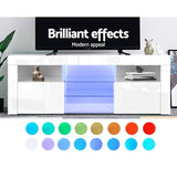 darrahopens Furniture > Living Room Artiss TV Cabinet Entertainment Unit Stand RGB LED Gloss Furniture 160cm White