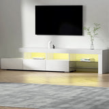 Darrahopens Furniture > Living Room Artiss TV Cabinet Entertainment Unit Stand RGB LED Gloss Furniture 215cm White