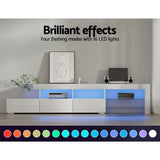 Darrahopens Furniture > Living Room Artiss TV Cabinet Entertainment Unit Stand RGB LED Gloss Furniture 215cm White