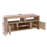 darrahopens Furniture > Living Room Artiss TV Cabinet Entertainment Unit Stand Storage Shelf Sideboard 140cm Oak