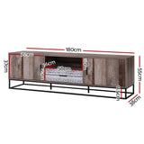 darrahopens Furniture > Living Room Artiss TV Cabinet Entertainment Unit Stand Storage Wooden Industrial Rustic 180cm