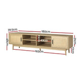 darrahopens Furniture > Living Room Artiss TV Cabinet Entertainment Unit Storage Cabinets Rattan Wooden 180CM