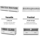 darrahopens Furniture > Living Room Artiss TV Stand Entertainment Unit with Drawers - White