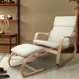 darrahopens Furniture > Living Room Artiss Wooden Armchair with Foot Stool - Beige