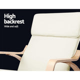 darrahopens Furniture > Living Room Artiss Wooden Armchair with Foot Stool - Beige