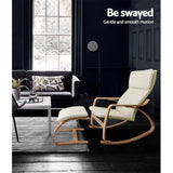 darrahopens Furniture > Living Room Artiss Wooden Armchair with Foot Stool - Beige