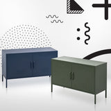 darrahopens Furniture > Living Room ArtissIn Base Metal Locker Storage Shelf Organizer Cabinet Buffet Sideboard Green