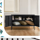 Darrahopens Furniture > Living Room ArtissIn Buffet Sideboard Locker Metal Storage Cabinet - BASE Charcoal