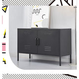 Darrahopens Furniture > Living Room ArtissIn Buffet Sideboard Locker Metal Storage Cabinet - BASE Charcoal