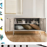 Darrahopens Furniture > Living Room ArtissIn Buffet Sideboard Locker Metal Storage Cabinet - BASE White