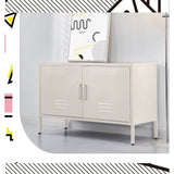 Darrahopens Furniture > Living Room ArtissIn Buffet Sideboard Locker Metal Storage Cabinet - BASE White