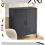 Darrahopens Furniture > Living Room ArtissIn Buffet Sideboard Locker Metal Storage Cabinet - SWEETHEART Charcoal