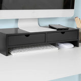 darrahopens Furniture > Living Room Black Monitor Stand Desk Organizer with 2 Drawers