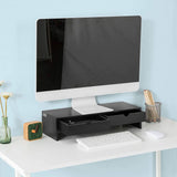 darrahopens Furniture > Living Room Black Monitor Stand Desk Organizer with 2 Drawers