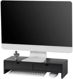 darrahopens Furniture > Living Room Black Monitor Stand Desk Organizer with 2 Drawers