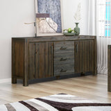 Darrahopens Furniture > Living Room Buffet Sideboard in Chocolate Colour Constructed with Solid Acacia Wooden Frame Storage Cabinet with Drawers