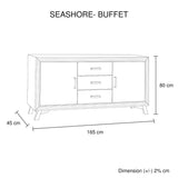 darrahopens Furniture > Living Room Buffet Sideboard in Silver Brush Colour with Solid Acacia & Veneer Wooden Frame Storage Cabinet with Drawers