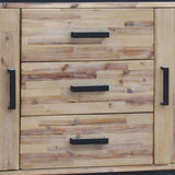 darrahopens Furniture > Living Room Buffet Sideboard in Silver Brush Colour with Solid Acacia & Veneer Wooden Frame Storage Cabinet with Drawers