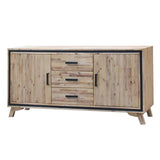 darrahopens Furniture > Living Room Buffet Sideboard in Silver Brush Colour with Solid Acacia & Veneer Wooden Frame Storage Cabinet with Drawers