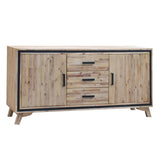 darrahopens Furniture > Living Room Buffet Sideboard in Silver Brush Colour with Solid Acacia & Veneer Wooden Frame Storage Cabinet with Drawers