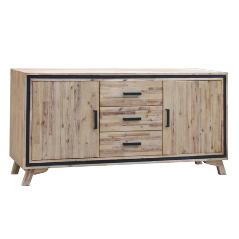 darrahopens Furniture > Living Room Buffet Sideboard in Silver Brush Colour with Solid Acacia & Veneer Wooden Frame Storage Cabinet with Drawers