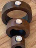 Darrahopens Furniture > Living Room Candle holder set of 3 concentric wooden designed stye