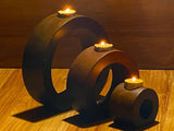 Darrahopens Furniture > Living Room Candle holder set of 3 concentric wooden designed stye